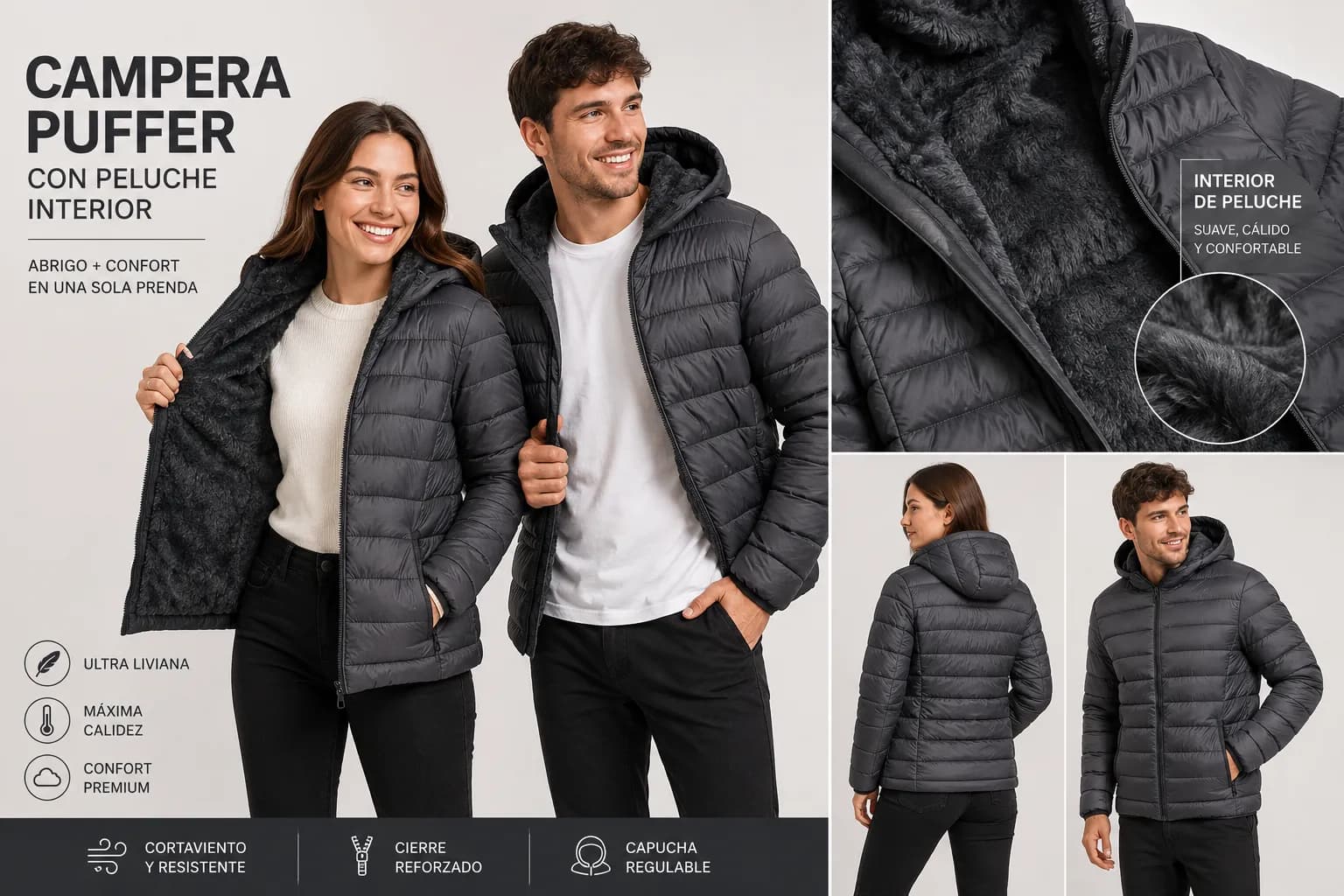 Campera Canelón Clásica Con Piel