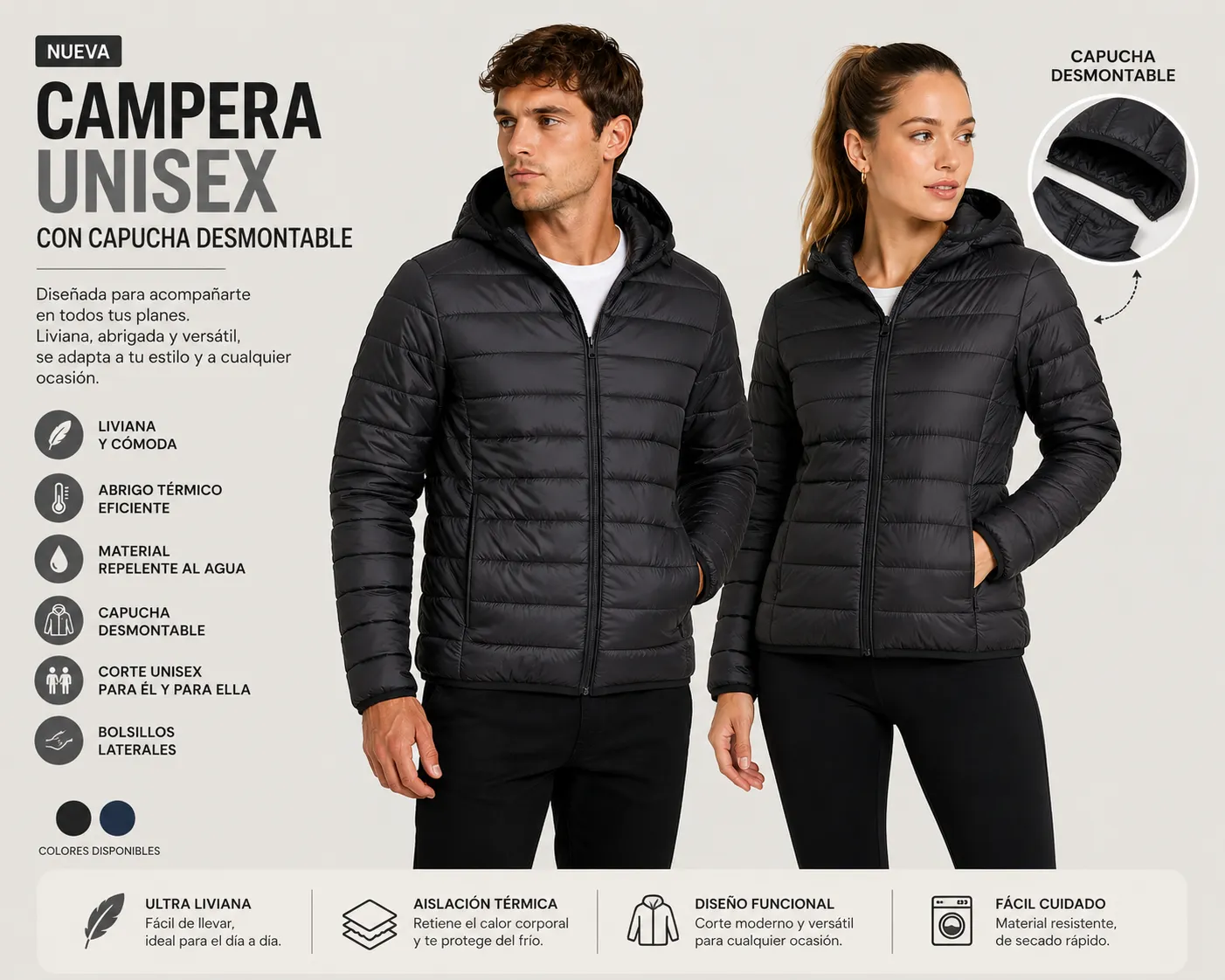 Campera Canelón Clásica Unisex Sin Piel - Camperas